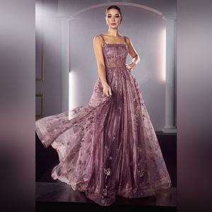 MAUVE Scooped Neck A-Line Gown with Glitter Details from La Divine - J840